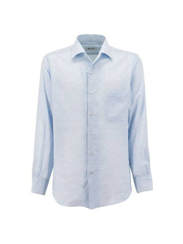 Men's Andre Linen Long Sleeve Shirt Spring Sky - LORO PIANA - BALAAN 1