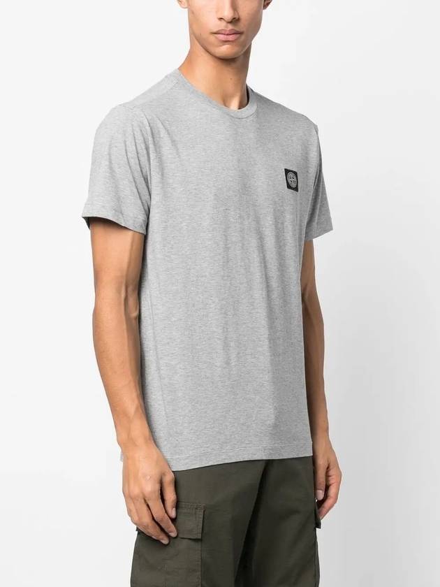 Logo Patch Cotton Short Sleeve T-Shirt Dust Melange Grey - STONE ISLAND - BALAAN 4