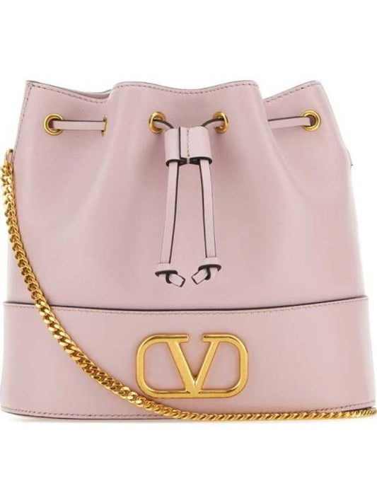 V Logo Chain Mini Bucket Bag Pink - VALENTINO - BALAAN 1