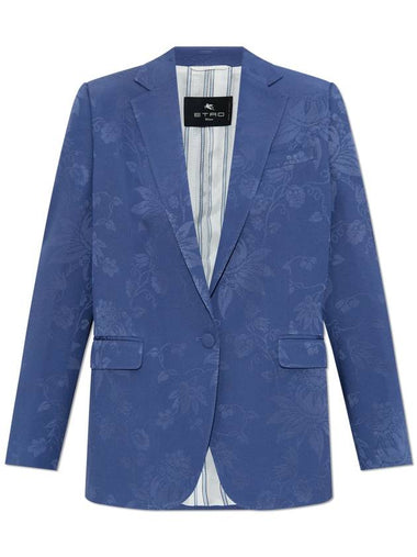 Etro Satin Blazer With Floral Pattern, Women's, Blue - ETRO - BALAAN 1