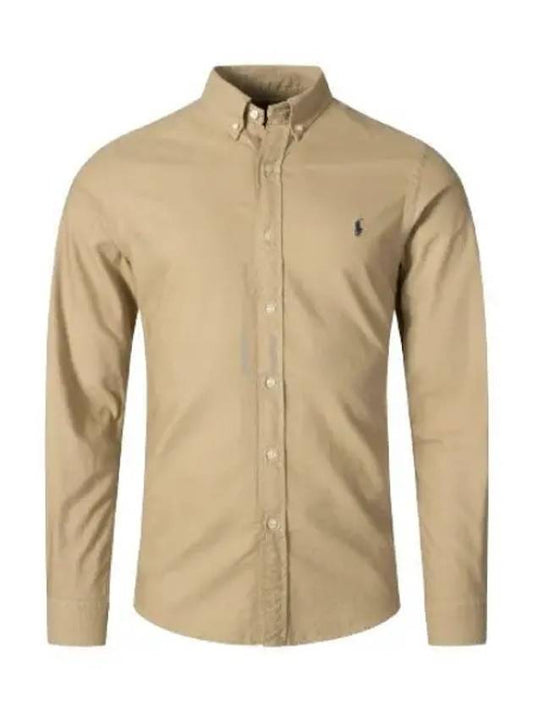 Classic Fit Garment Dyed Oxford Long Sleeves Shirt Beige - POLO RALPH LAUREN - BALAAN 2