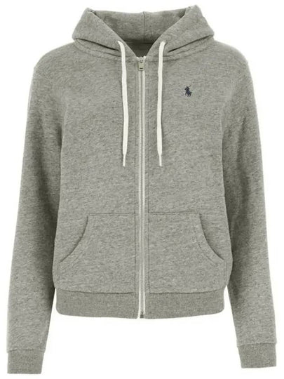 Pony Embroidery Cotton Zip-up Hoodie Grey - POLO RALPH LAUREN - BALAAN 2