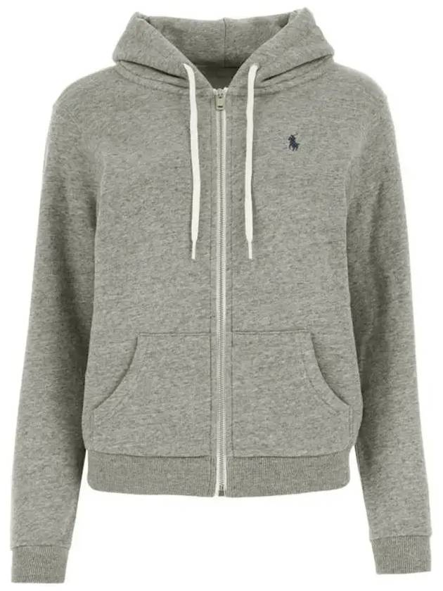 Pony Embroidery Cotton Zip-up Hoodie Grey - POLO RALPH LAUREN - BALAAN 3