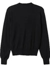 Red Heart Logo Merino Wool Cardigan Black - AMI - BALAAN 4