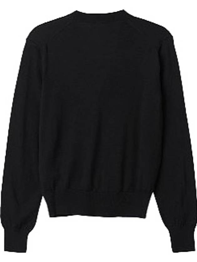 Red Heart Logo Merino Wool Cardigan Black - AMI - BALAAN 4