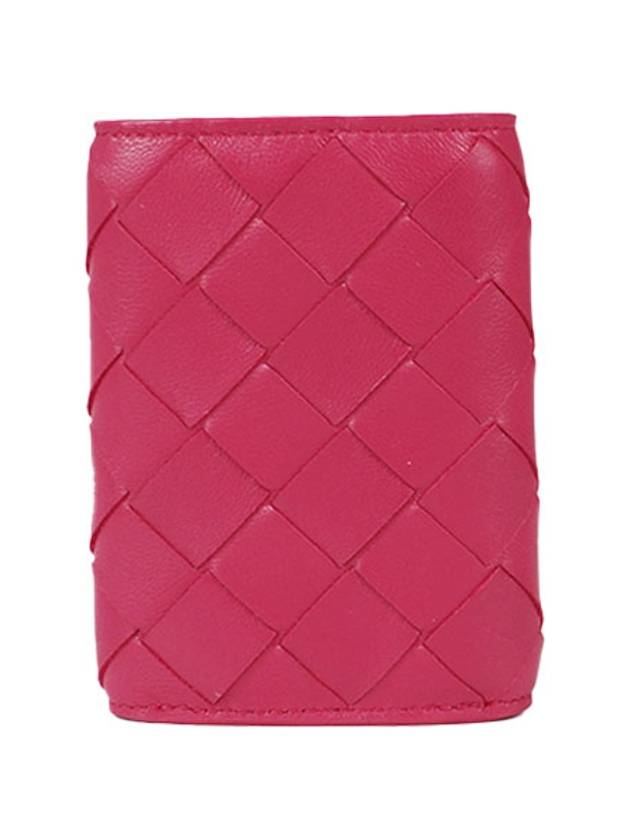 Tiny Tri-Fold Zipper Half Wallet Cranberry - BOTTEGA VENETA - BALAAN 3