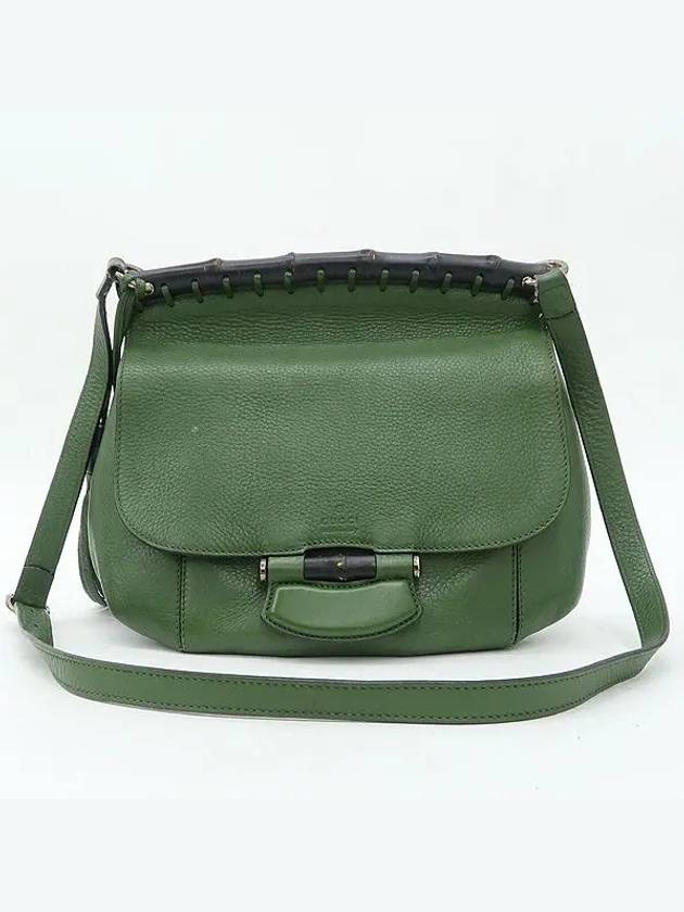 347101 Green leather bamboo decorated flap cross bag - GUCCI - BALAAN 2