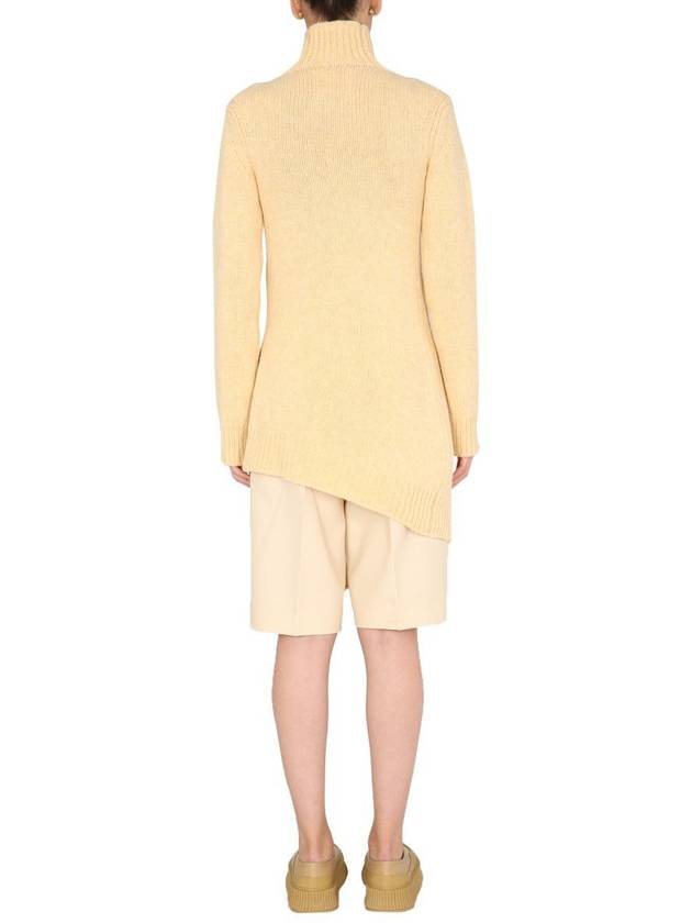 Asymmetric Hem Turtleneck Midi Dress Yellow - JIL SANDER - BALAAN 5