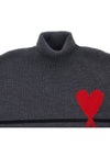 Men's Heart Logo Striped Turtleneck Grey - AMI - BALAAN 4