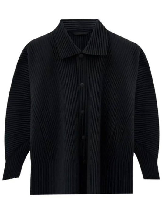 Homme Pliss Pleated Fabric Button Jacket Black Men s HP46 JC106 15 - ISSEY MIYAKE - BALAAN 1