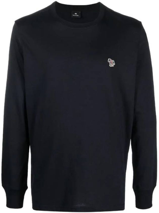 Zebra Patch Cotton Long Sleeve T-Shirt Navy - PAUL SMITH - BALAAN 1