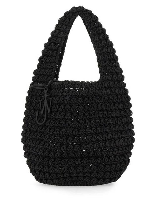 Logo Charm Popcorn Shoulder Bag Black - JW ANDERSON - BALAAN 1
