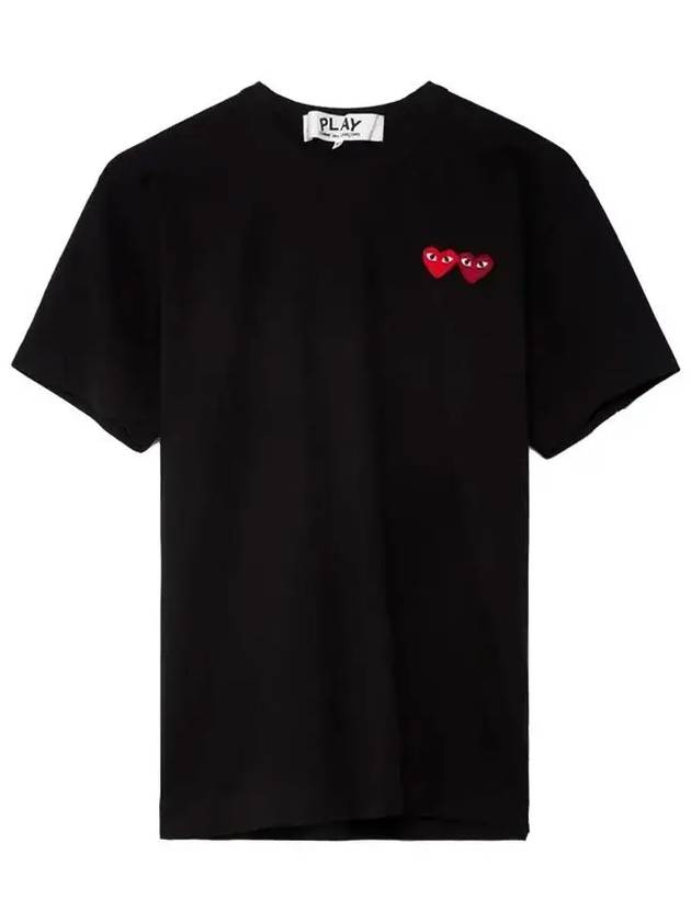 Double Heart Wappen T Shirt Black AX T226 051 1 - COMME DES GARCONS - BALAAN 2