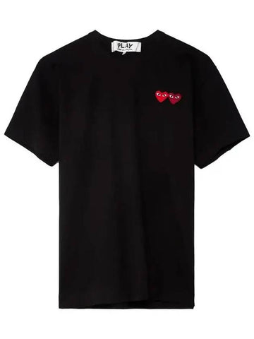 Double Heart Wappen T Shirt Black AX T226 051 1 - COMME DES GARCONS - BALAAN 1