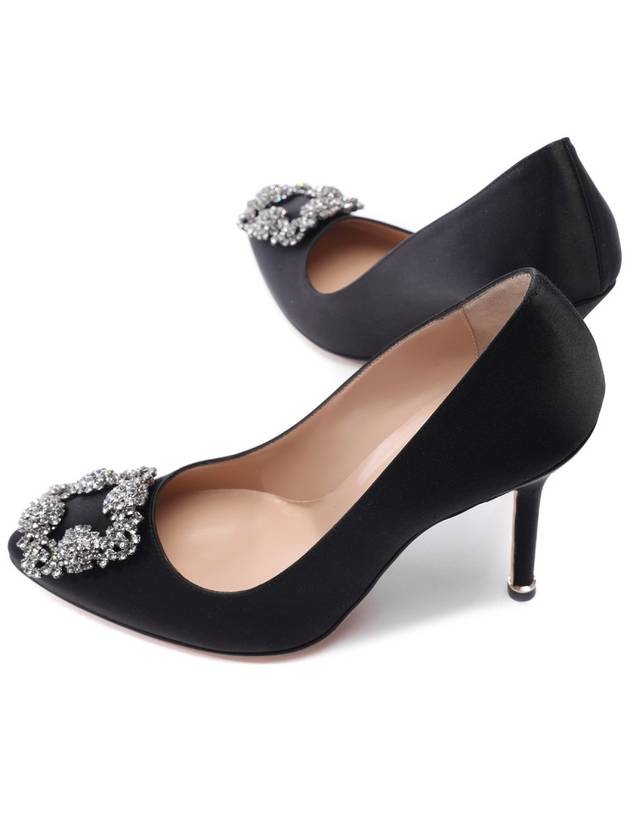 Hangisi Satin Jewel Pumps Heel Black - MANOLO BLAHNIK - BALAAN 7