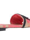 Rose Print Embroidered Logo Canvas Slide Slippers Pink - FENDI - BALAAN 11