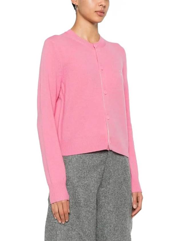 Face Logo Wool Cardigan Tango Pink - ACNE STUDIOS - BALAAN 4