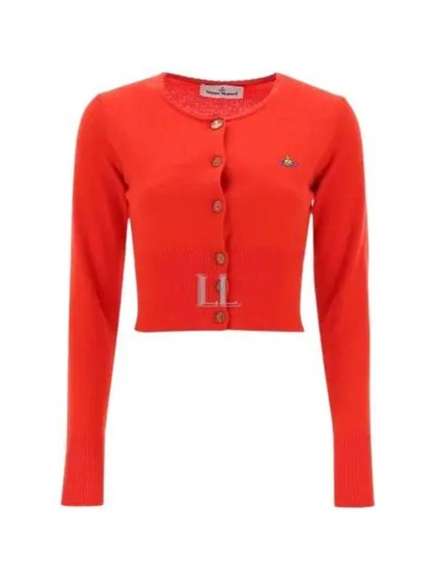 Bea ORB Embroidered Logo Crop Cardigan Red - VIVIENNE WESTWOOD - BALAAN 2