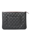 Golden CC Logo Large Grained Calfskin Clutch Bag Black - CHANEL - BALAAN 3