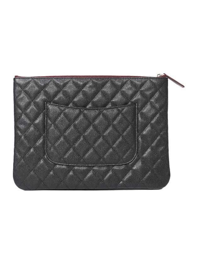 Golden CC Logo Large Grained Calfskin Clutch Bag Black - CHANEL - BALAAN 3