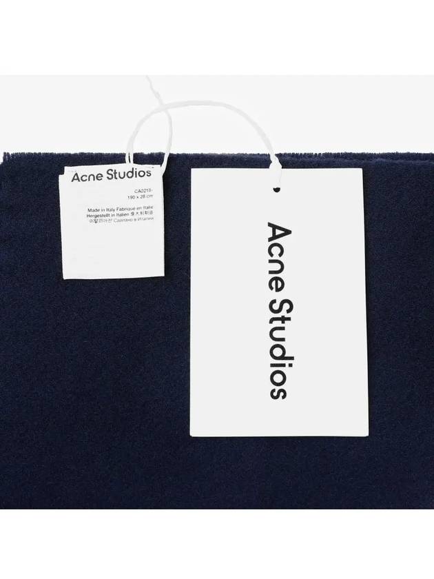 Studios Slim Wool Fringe Muffler Navy Blue - ACNE STUDIOS - BALAAN.