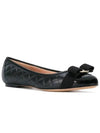 Varina Quilting Leather Ballet Flat Black - SALVATORE FERRAGAMO - BALAAN 4