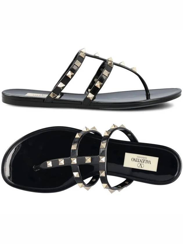 Rockstud Strap Sandals Black - VALENTINO - BALAAN 2