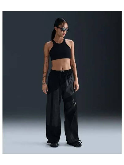 Women's Mid-Rise Loose Woven Open-Hem Track Pants Anthracite - NIKE - BALAAN 2