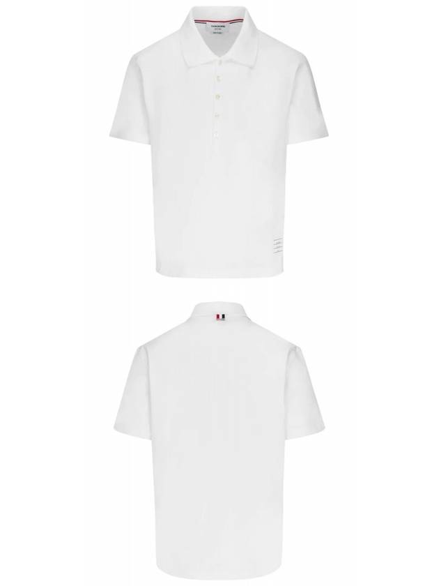 Side Slit Three Stripe Tab Short Sleeve Polo Shirt White - THOM BROWNE - BALAAN 5