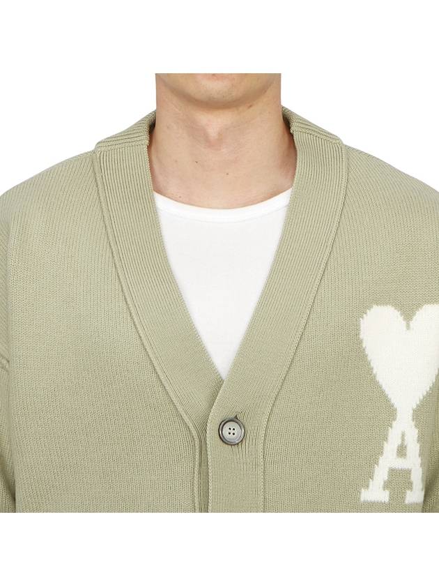 De Coeur Logo Wool Cardigan Green - AMI - BALAAN 6