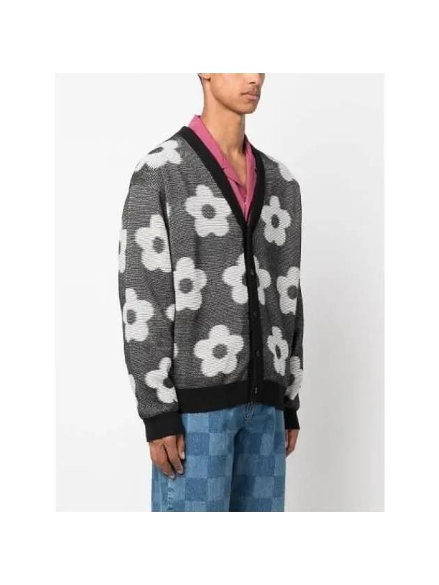 Flower Spot Cotton Cardigan Black - KENZO - BALAAN 4