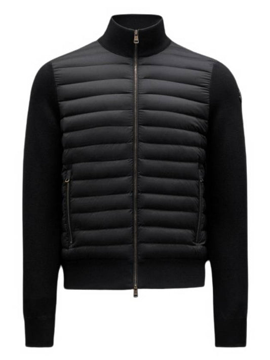 Padded Cotton Zip-Up Cardigan Black - MONCLER - BALAAN 2