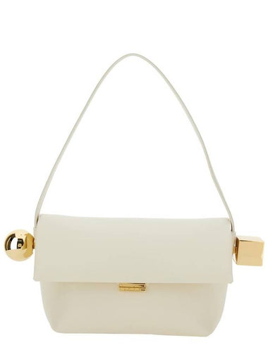 'Le Rond Carre' White Shoulder Bag With Shoulder Strap In Leather Woman - JACQUEMUS - BALAAN 1