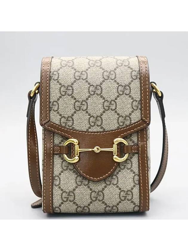 625615 Brown leather trim horsebit 1955 mini cross bag - GUCCI - BALAAN 2