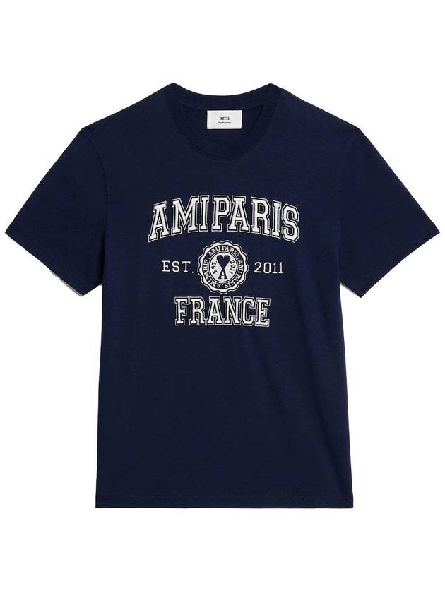 Varsity Logo Short Sleeve T-Shirt Navy - AMI - BALAAN 2