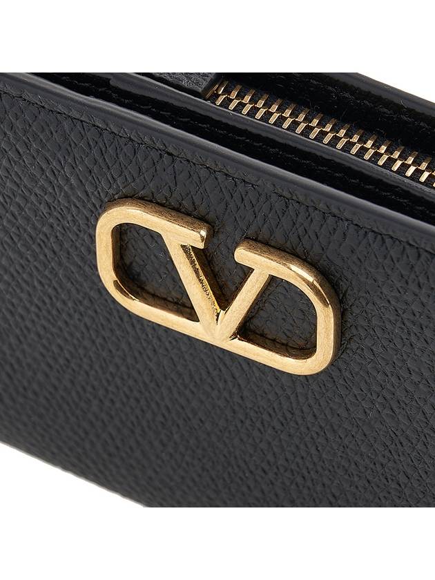 V Logo Folding Half Wallet Black - VALENTINO - BALAAN 7