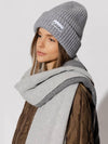 Logo Patch Knit Beanie Grey - GANNI - BALAAN 4