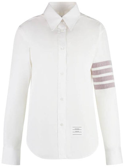 4 Bar Striped Cotton Long Sleeve Shirt White - THOM BROWNE - BALAAN 2