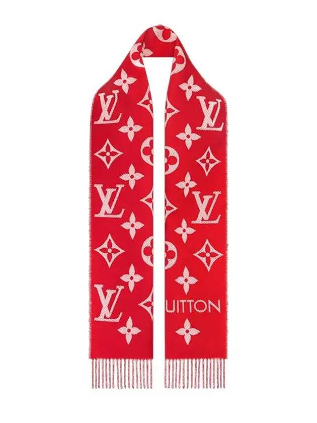 LV Essential Monogram Wool Scarf Red - LOUIS VUITTON - BALAAN 4