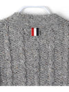 Donegal Twist Cable 4 Bar Classic V Neck Cardigan Light Grey - THOM BROWNE - BALAAN 9