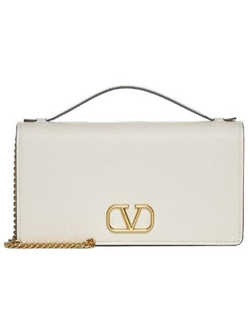 V Logo Signature Chain Cross Bag Ivory - VALENTINO - BALAAN 1