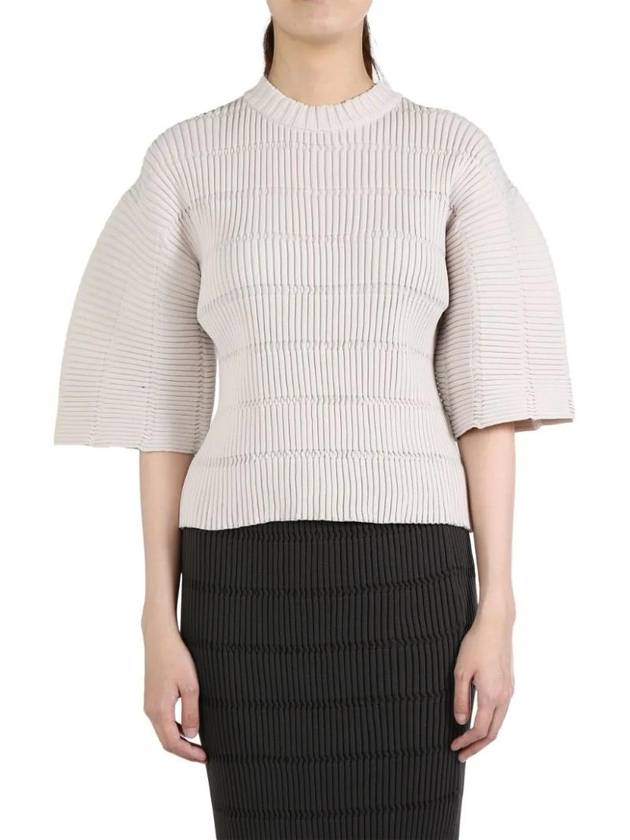 Jiggly Knit Top Beige - ISSEY MIYAKE - BALAAN 1