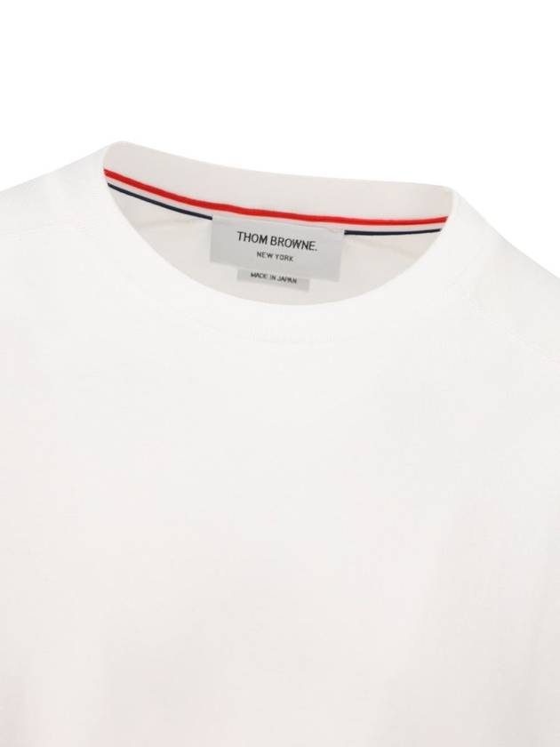 4-Bar Striped Cotton Short Sleeve T-Shirt White - THOM BROWNE - BALAAN 4