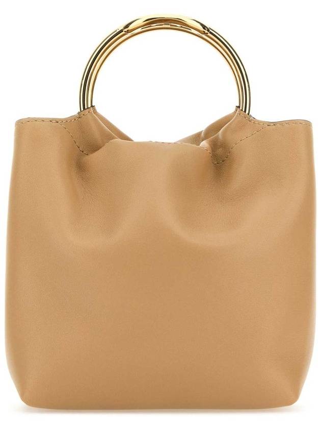 V Logo Leather Tote Bag Beige - VALENTINO - BALAAN 2