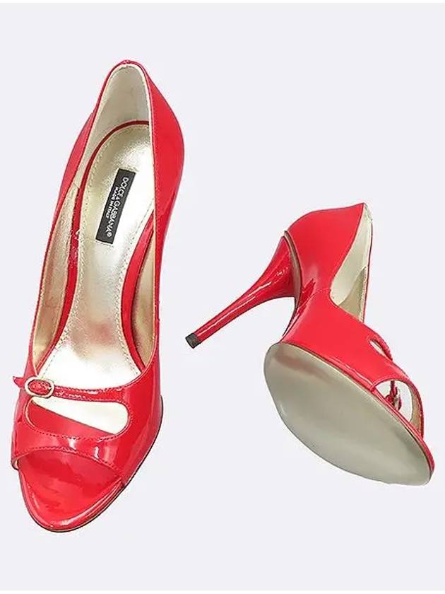 7592 Red color enamel open toe pumps women s shoes 245MM - DOLCE&GABBANA - BALAAN 3