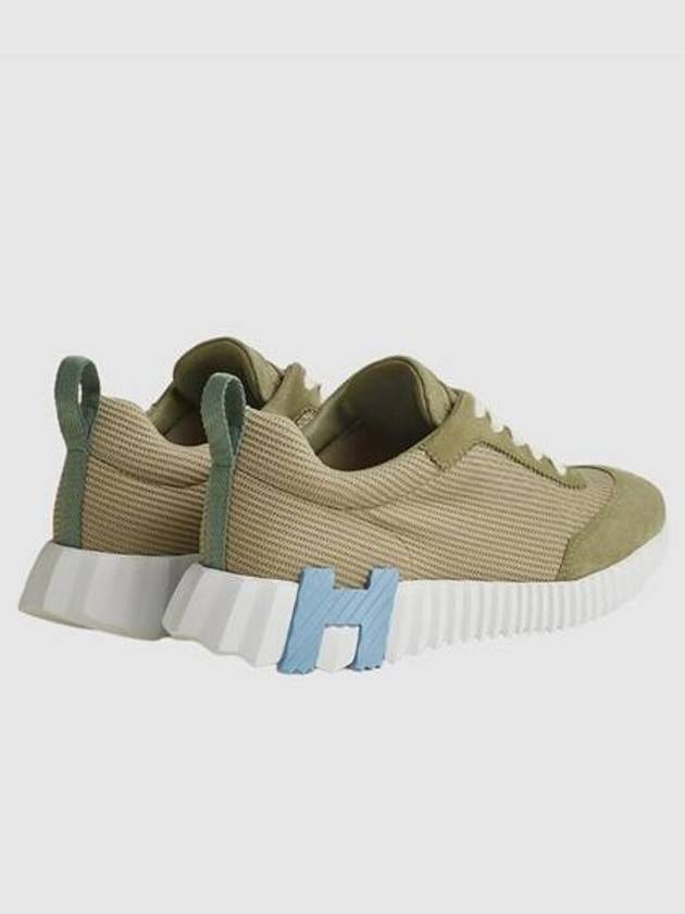 Bouncing Mesh Suede Goatskin Low Top Sneakers Vert Celadon - HERMES - BALAAN 3