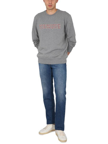 Embroidery Lettering Cotton Sweatshirt Grey - GOLDEN GOOSE - BALAAN 1