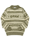 Women's Wool Knit Top Avocado - GANNI - BALAAN 4