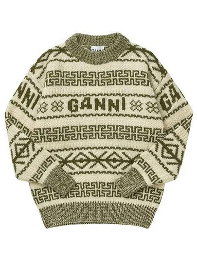 Women's Wool Knit Top Avocado - GANNI - BALAAN 2