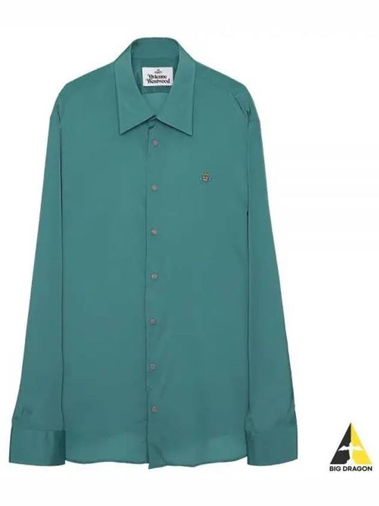 Men's Ghost Logo Embroidered Long Sleeve Shirt Green - VIVIENNE WESTWOOD - BALAAN 2